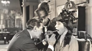 Vintage dental examination in 1930s setting